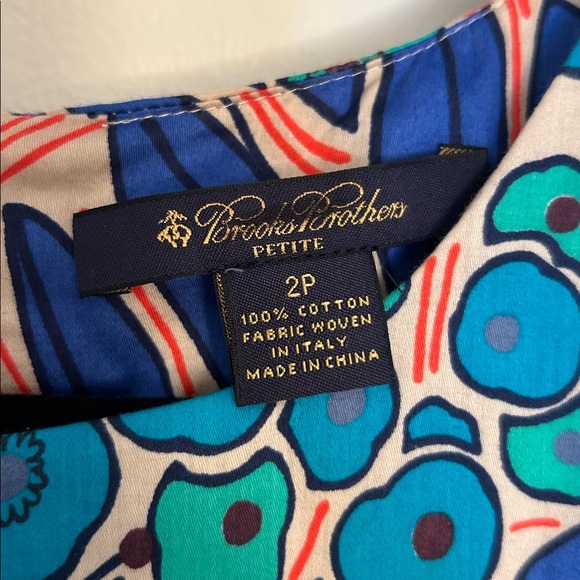 Brooks Brothers Retro Floral Dress size Womens 2 Petite 2P natural fibers - Picture 4 of 8